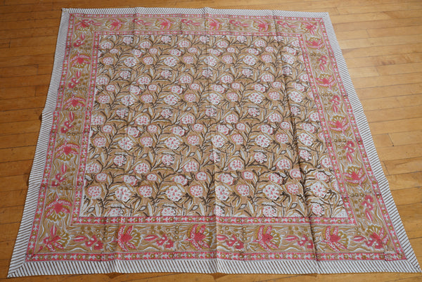 Block Printed Cotton Table Cover - 110 x 110 cms